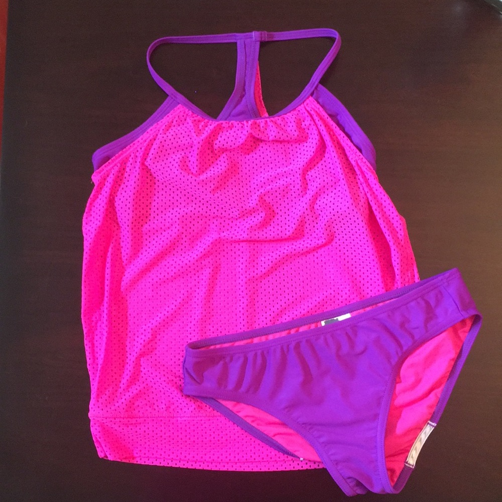 Girls Hot Pink/Purple Speedo 2pc Bathing Suit
